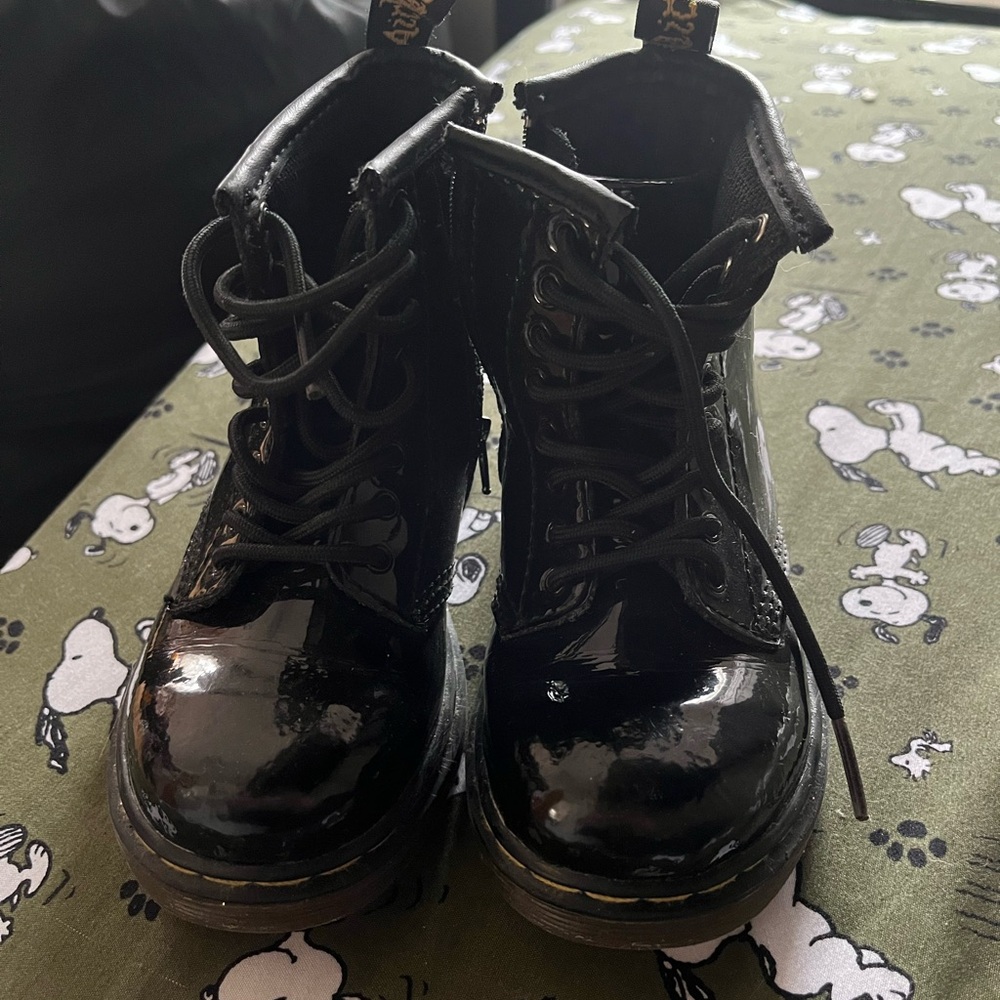 Dr. Martens Black Combat Boots with Rugged Sole